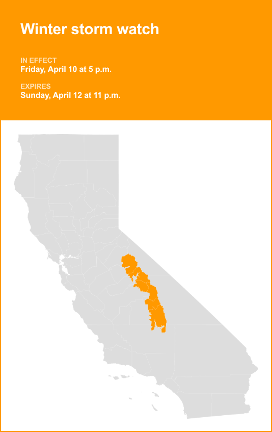 Winter storm watch issued for Yosemite from Friday to Sunday – winds ...