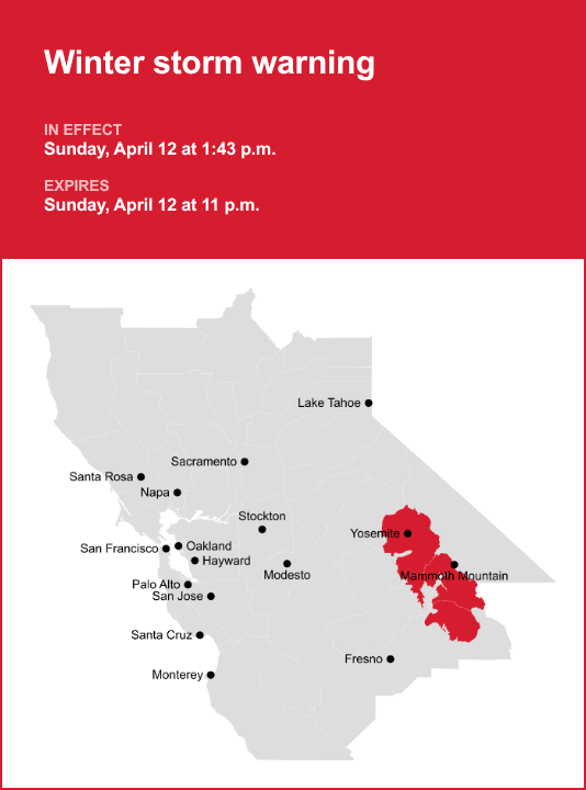Winter storm warning affecting Yosemite from Friday to Sunday – East ...