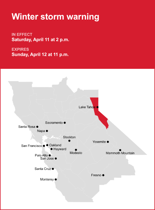 The Greater Lake Tahoe Area placed under a winter storm warning ...