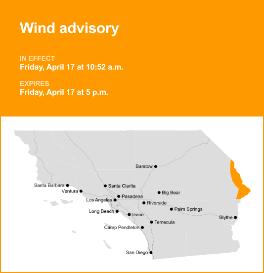 Wind advisory issued for San Bernardino County for Thursday and Friday ...