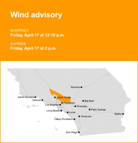Update: Wind advisory in place for 5 Freeway north of LA until Friday ...