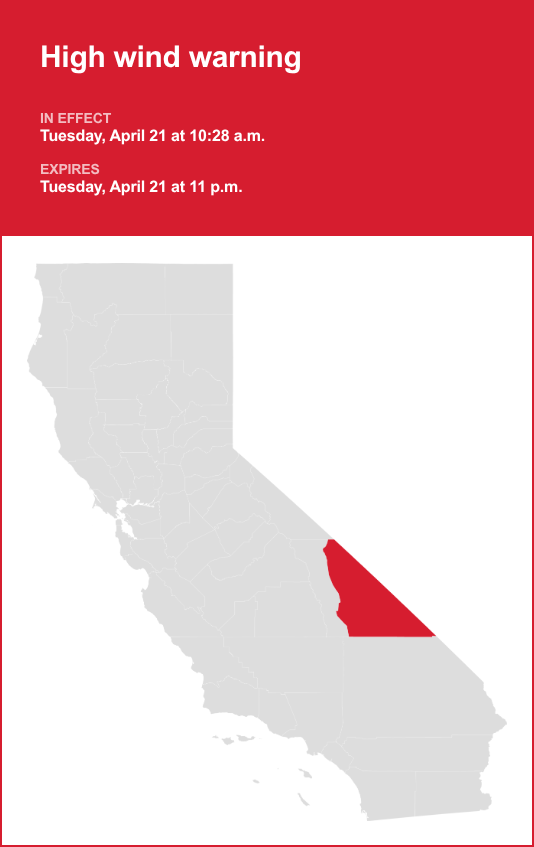 High wind warning issued for Death Valley National Park for Tuesday ...