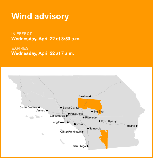 Wind advisory in place for Apple/Lucerne Valleys and San Diego County ...