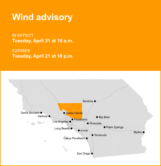 Wind advisory in place for 5 Freeway north of LA until Tuesday night ...