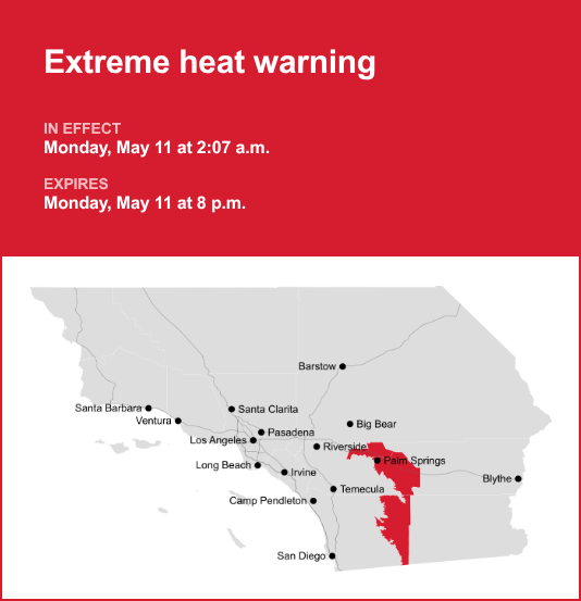 Update: Extreme heat warning active for Riverside County Sunday and ...