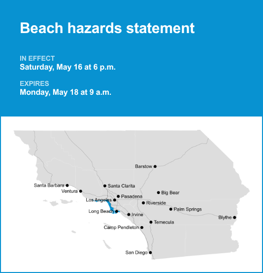 Beach hazards statement issued for Malibu and Los Angeles County Beaches from Saturday to Monday