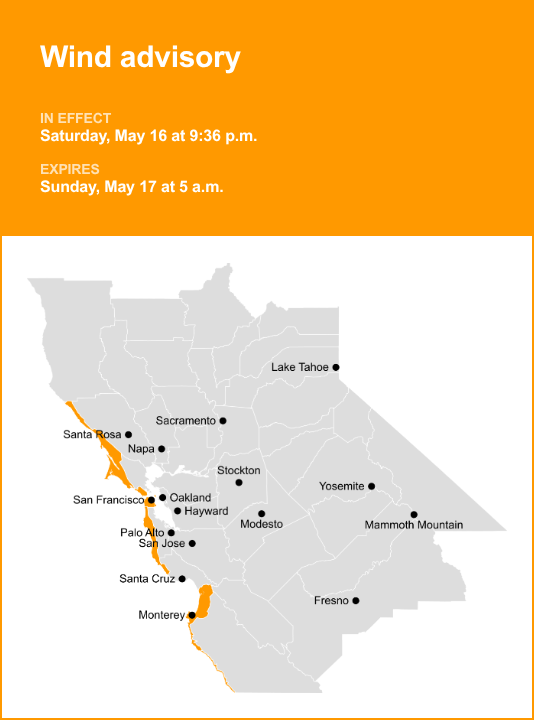 Wind advisory in place for Northern California until early Sunday ...
