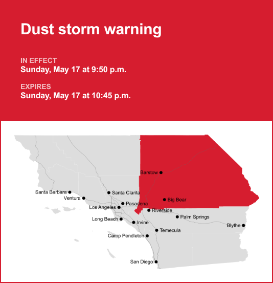 Dust storm warning for San Bernardino County Sunday night – Press ...